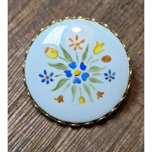 Antique Hand Painted Porcelain Floral Image Gilt Surround, Hand-Painted Floral B